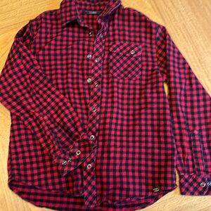 Boys size 10-12 Scotch plaid LL Bean flannel shirt with snap buttons